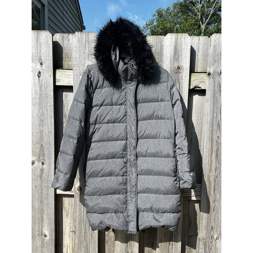 Lands End Women’s Gray Insulated Down Long Puffer Coat Plus 2X With Hood - Picture 8 of 10